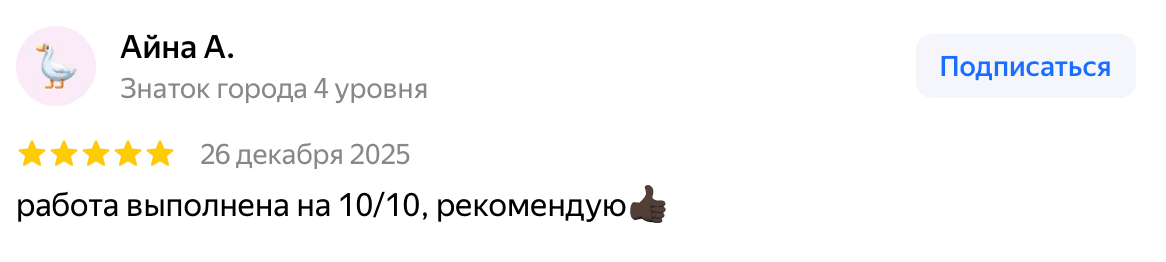 Отзыв Айна А. — скриншот Яндекс.Карт
